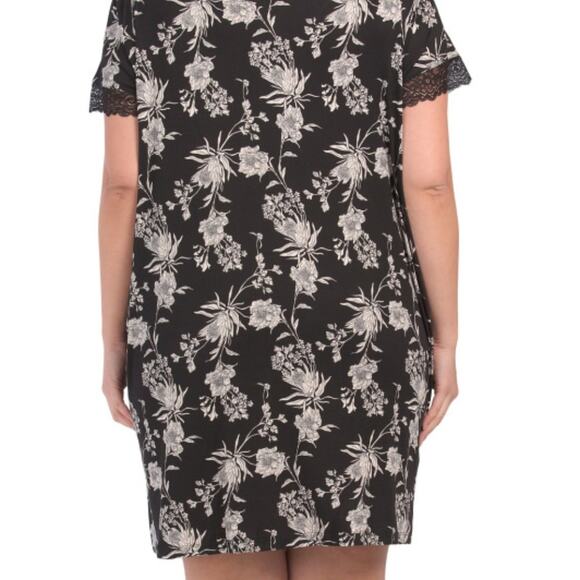 Tahari Women's Nightgown Floral Print Black & Cream Size 1X - Picture 4 of 5